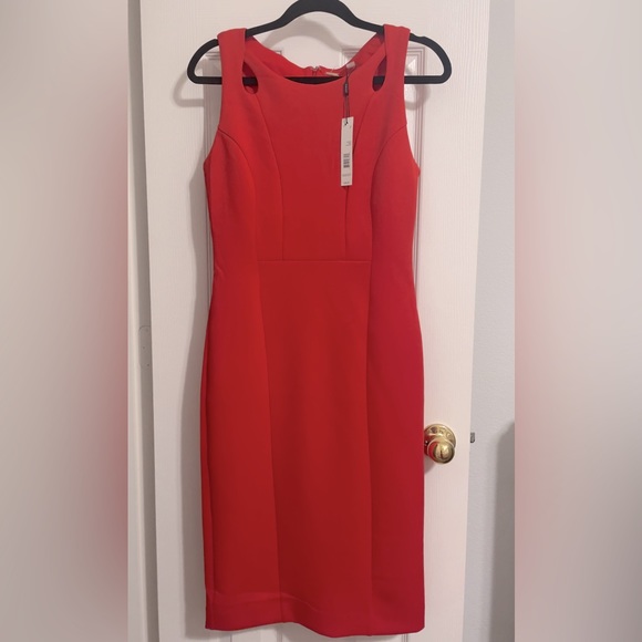 NWT TAHARI RED GERANIUM DRESS, regular size 2 - Picture 1 of 10